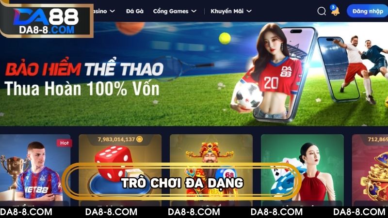 Nhà cái DA88 mang đến hơn 450 trò chơi cùng kèo cược ấn tượng